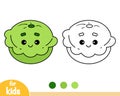 Coloring book, Pattypan squash with a cute face Royalty Free Stock Photo