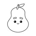 Coloring book, Pear with a cute face Royalty Free Stock Photo