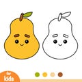 Coloring book, Pear with a cute face Royalty Free Stock Photo
