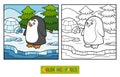 Coloring book (penguin and background)