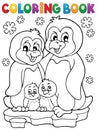 Coloring book penguin family theme 1