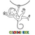 Coloring book of litle funny monkey on lian Royalty Free Stock Photo