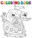 Coloring book pirate boat theme 1