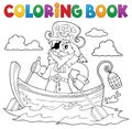 Coloring book pirate in boat topic 1