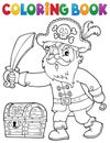 Coloring book pirate holding sabre 1