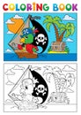 Coloring book pirate parrot theme 3 Royalty Free Stock Photo