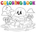 Coloring book pirate skull island Royalty Free Stock Photo