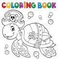 Coloring book pirate turtle theme 1 Royalty Free Stock Photo