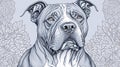 coloring book pitbull dog art illustration, black and white, generative Ai art