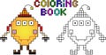 Coloring book pixel monster first