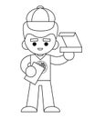 Coloring book, Pizza deliveryman holding a box