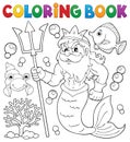 Coloring book Poseidon theme 1 Royalty Free Stock Photo