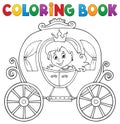 Coloring book princess carriage theme 1 Royalty Free Stock Photo