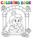 Coloring book princess in window theme 1 Royalty Free Stock Photo