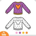 Coloring book, Pullover with a heart sign Royalty Free Stock Photo