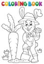 Coloring book rabbit gardener theme 1