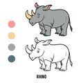 Coloring book, Rhino Royalty Free Stock Photo