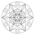 Coloring book of sacred geometry. Mandala of zodiac sign of Leo Royalty Free Stock Photo