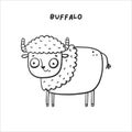 Coloring book safari buffalo vector illustration Royalty Free Stock Photo