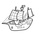 Coloring book, Sailing ship Royalty Free Stock Photo