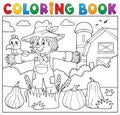 Coloring book scarecrow theme 2 Royalty Free Stock Photo