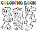 Coloring book school kids theme 2 Royalty Free Stock Photo