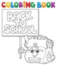 Coloring book schoolbag with sign