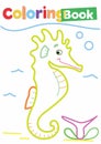 Coloring book sea horse theme 1. Underwater world