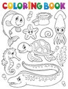 Coloring book sea life collection 1 Royalty Free Stock Photo