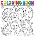 Coloring book sea life theme 1 Royalty Free Stock Photo