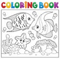Coloring book sea life theme 6 Royalty Free Stock Photo