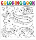 Coloring book sea life theme 3 Royalty Free Stock Photo