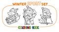 Winter sport. Funny animals coloring book set