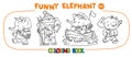 Funny baby elephant four coloring book set