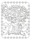 Coloring Book Of Sister And Brother With Apple Tree Royalty Free Stock Photo