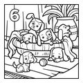 Coloring book, Six dogs