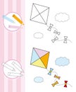 Coloring book sketch: flying kite Royalty Free Stock Photo