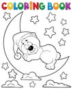 Coloring book sleeping bear theme 2 Royalty Free Stock Photo