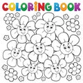 Coloring book with smiling flowers 1