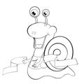 Coloring book Snail runner. Cartoon style. Clip art for children.