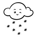 Coloring book, Snow cloud with a cute face