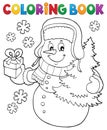 Coloring book snowman topic 6 Royalty Free Stock Photo