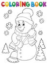 Coloring book snowman topic 5 Royalty Free Stock Photo