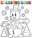 Coloring book snowman topic 1 Royalty Free Stock Photo