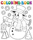 Coloring book snowman topic 2 Royalty Free Stock Photo