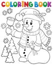 Coloring book snowman topic 3 Royalty Free Stock Photo