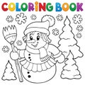 Coloring book snowwoman topic 1