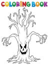 Coloring book spooky tree thematics 1