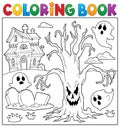 Coloring book spooky tree thematics 2