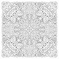 Coloring book square page for adults - floral authentic carpet design, joy to older children and adult colorists, who Royalty Free Stock Photo